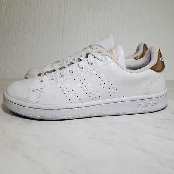 Adidas Womens 10 US Advantage White/ Gold Tennis Shoes Sneakers Modern - Picture 5 of 9